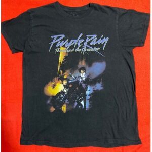 Prince Purple Rain Graphic T-Shirt Mens Large Black Short Sleeve Band Tee